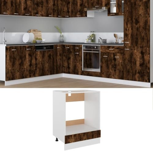 Myheimly Küchenschrank,Unterschrank Küche, Küchenmöbel, Küchenzeile,Standschrank Küche,Wandschränke,Aufbewahrungsschrank Herdumbauschrank Räuchereiche 60x46x81,5 cm Holzwerkstoff