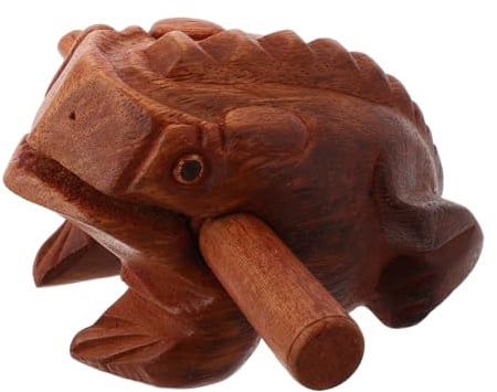 Abaodam Frog Croaking Tube Wooden Musical Instruments Frog Fishing Figurine Desk Toys for Animal Instruments and Desk Figurines