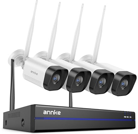 ANNKE 3MP Überwachungskamera Aussen Set, 4X3MP IP Kamera und 16CH 4K NVR für 24/7 Aufnahme Innen Outdoor, Smarter Personenerkennung, 2-Wege-Audio, 30M IR Nachtsicht, IP66, NO HDD