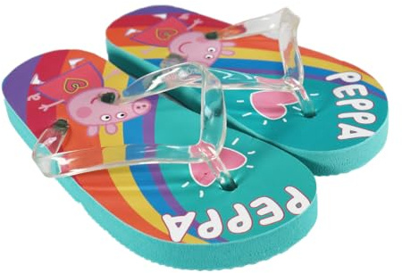 WS-Trend EplusM Peppa Wutz Kinder Flip Flops – Bunte Zehensandalen mit Regenbogenmotiv – Größen 23 bis 32 – Sommer-Sandalen für Mädchen