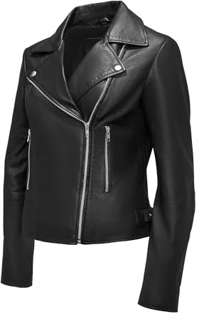Gusti Leder Lederjacke Ova - Bikerjacke Jacke Echtleder Damen Schwarz Leder Gr M