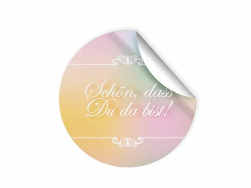 Junapack 25 Aufkleber SCHÖN, DASS DU DA BIST Etiketten für Gastgeschenke BZW. Mitgebsel bei Hochzeit Taufe Geburtstag Jubiläum (4,5 cm rund)