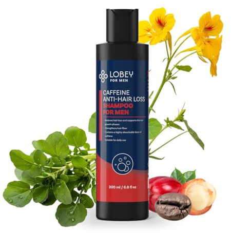 LOBEY Männer Shampoo gegen Haarausfall – Koffein Shampoo mit Zitrusduft – Haarwachstum Anregen – Ohne Silikone & Sulfate – Natürliche Tägliche Kopfhautpflege (200 ml)