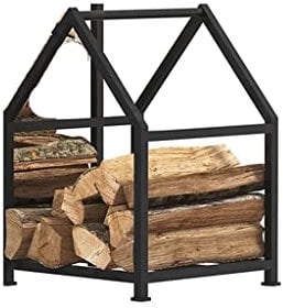 Kaminholzregal aus Eisen – Bodenstehender schwarzer Holzhalter für Wohnzimmer – Kaminholzregal & Holztrennwand