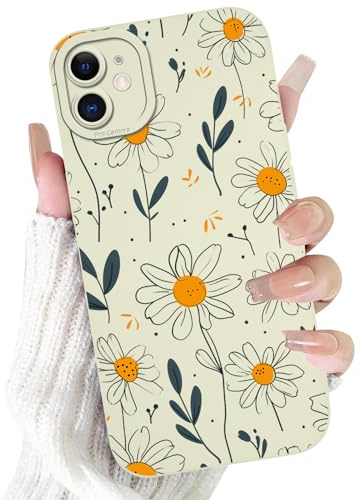 Tivkofk Cute Flower Print Phone Case for iPhone 11 floral Pattern Case 6.1, Aesthetic Trendy Stylish Design Women Girly Cover Slim Silicone Shockproof Camera Protective, White