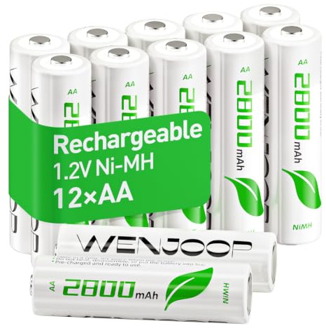 AA Akku 2800 mAh, 12 Stück, NiMH 1,2 V, vorgeladen, für Maus & Spielzeug | Bis zu 1200 Ladezyklen | Wiederaufladbare Mignon Akkus | Geringe Selbstentladung | Ideal für Controller und Fernbedienung