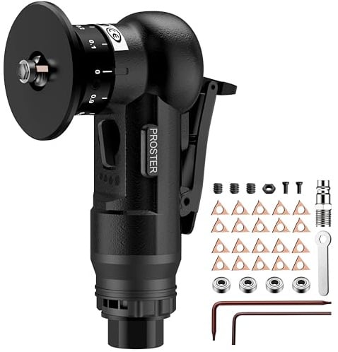 Proster Máquina Biseladora 30000 RPM Biseladora Neumática con 22 Cuchillas(10Tipo R+12Tipo C) y 4 Velocidades Ajustables Kit de Herramienta de Biselado Neumático para Metalurgia Soldadura DIY