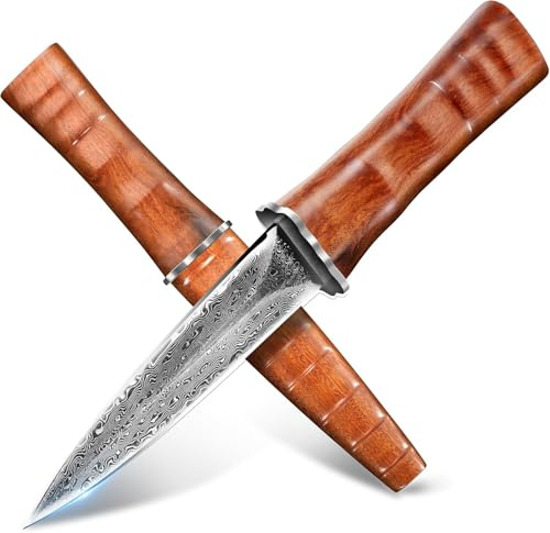 TIVOLI Damaszener Jagdmesser, Damaszener Stahl Adventure Outdoor Survival M | Hochwertige Verarbeitung für Outdoor und Alltag; zuverlässige Handhabung; geeignet für Freizeit und Geschenkideen