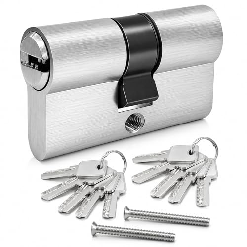 MANICAF Schließzylinder 25/25 mm mit 10 Schlüsseln, Profilzylinder 50 mm | Zylinderschloss 25/25 mm, Doppelzylinder Euro Profilzylinder, Messing-Zink-Legierung für Haustür, Wohnungstür und Eingangstür