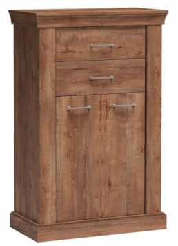 Masseno Kommode DESIO 82 cm Sideboard mit 2 Schubladen und 2 Türen für Wohnzimmer Schlafzimmer Modern 82x42x127 cm Braun