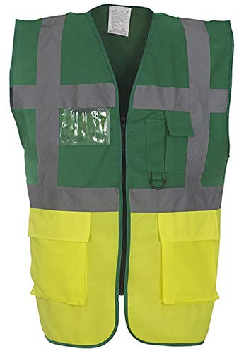 Yoko Hi-Vis Premium Executive/Manager Waistcoat / Jacket (XL) (Green/Hi Vis Yellow)