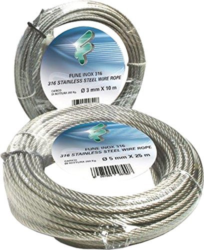 Filomat 899604 Fune Acciaio Inox, 49 Fili Rotolini, mt, 4 mm, 10 m