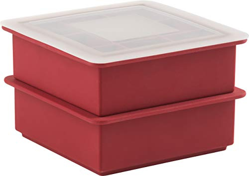 Trudeau Maison Silicone Ice Cube Trays W/Lid Set of 2-Red