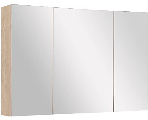 HOMCOM kleankin Armoire Murale Salle de Bain, Meuble de Rangement avec Miroir, 2 placards avec 3 étagères en Bois, 90 x 60 x 13,5 cm