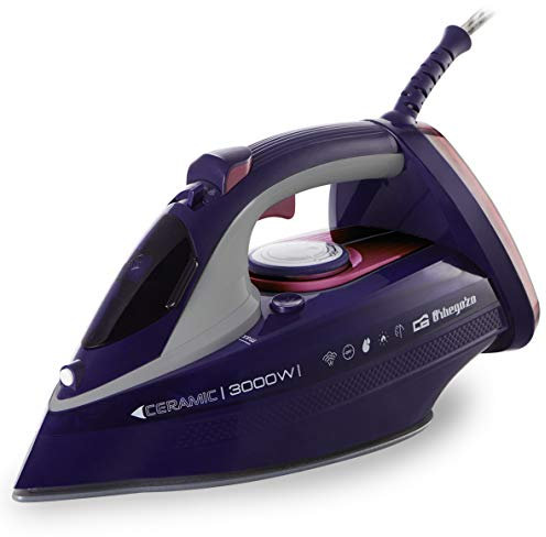 Orbegozo SV 3000 – Plancha de Vapor con Suela cerámica, 3 Modos de Planchado, Vapor Vertical, 450 ml de depósito, pulverizador de Agua, 3000 W de Potencia