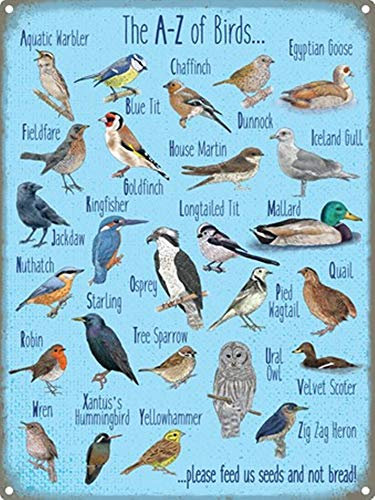 The A-Z Of Birds Blechschild Retro Blech Metall Schilder Poster Deko Vintage Kunst Türschilder Schild Warnung Hof Garten Cafe Toilette Club Geschenk