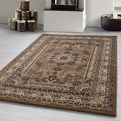 Carpetsale24 Orient Teppich 80x150 cm Beige, Kurzflor & Pflegeleicht, Klassisches Muster, Flurteppich Vintage Stil für Schlafzimmer oder Gästezimmer