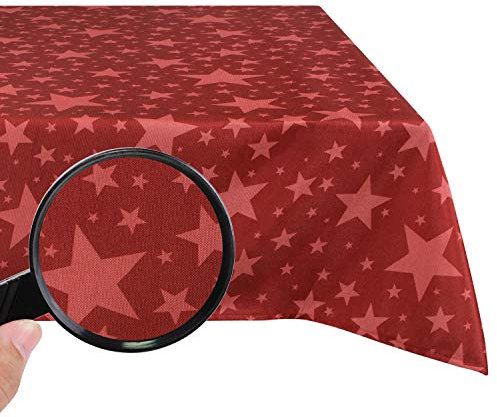 Valia Home Tovaglia con Rivestimento in Teflon per Interni ed Esterni, Resistente all'Acqua e alle Macchie Grazie all'Affidabile Effetto Loto – Natale 130 x 160 cm