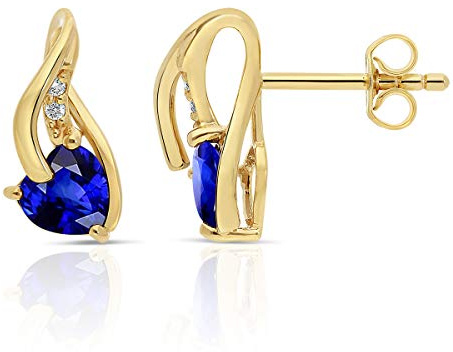 Planetys - Ohrringe Damen Gelbgold 9 Karat (375/1000) Natürlicher Saphir und Diamanten
