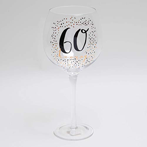 Caths Direct Luxe 60th Birthday Gin Glass with Rose Gold Foil '60' Hooray