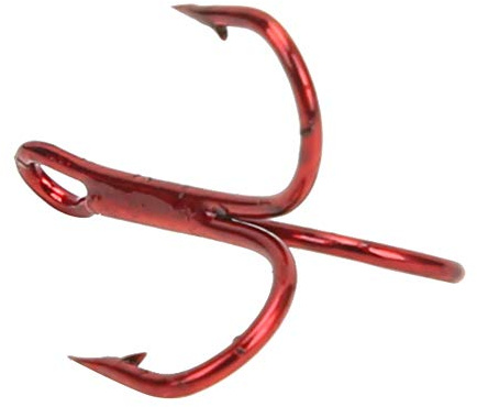 VGEBY Angelhaken Drillingshaken Kit 100 Stück Roter Stahl mit hohem Kohlenstoffgehalt Starker, scharfer, runder Angelhaken Angelzubehör