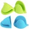 Vaincre 4PCS Silicone Oven Mitts Heat Resistant, Silicone Potholders for Kitchen, Mini Rubber Oven Glove Kitchen Mittens, Cute Cooking Mitts (Blue and Green)