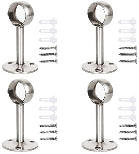 4 Stücke Support de Fixation pour Plafond, Acier Inoxydable Support Tringle, Support de Tringle A Rideaux Avec Vis et Tube D'expansion à Vis, pour Armoire, Cuisine (22mm, Silber)