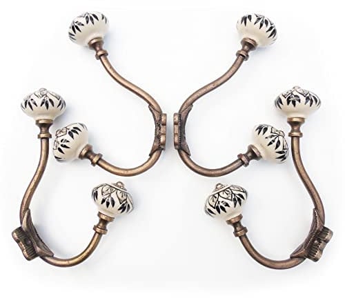 Jones & Grey Set of 4 - Vintage Antique Copper Painted Cast Iron Double Wall Hooks