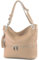 modamoda de - T143 - ital. Leder Schultertasche Umhängetasche, Farbe:Beige