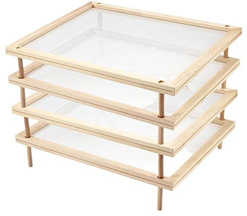 Richolyn Secado Hierbas Secado Pasta Madera, Secador Alimentos apilable Madera con Red, Herramienta deshidratación confiable Almacenamiento Frutas