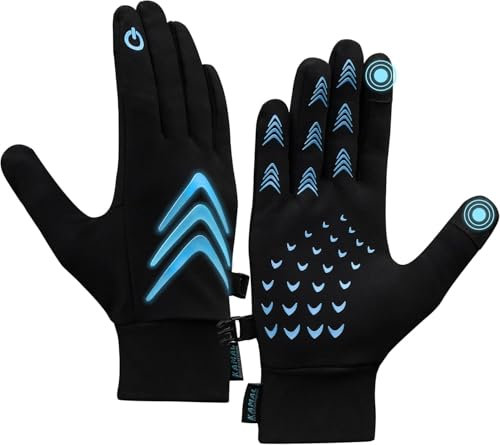 Kamal International Bicycle Wind & Waterproof Gloves, Touch Screen Professional Cycling Gloves for Men Women, Full Finger Sport Mountain Bike with Silicon Anti Slip Grip Running, Hiking, Black, S