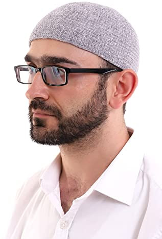 ihvan online Türkische muslimische Wintervernte Kufi -Hüte für Männer, Taqiya, Takke, Peci, islamische Mützen, islamische Geschenke, Standartgröße, hellgrau