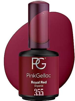 Pink Gellac Gel Nagellack UV, Veganes Nagelgel - 355 Royal Red 15 ml | Gelnagellack für UV Lampe, Einfache Anwendung Nail Polish für 14 Tage Salonqualität, Gellack Made in Holland