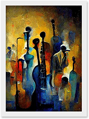 Doppelganger33 LTD Abstract Jazz Orchestra Rhythm & Blues Music Oil Artwork Framed Wall Art Print A4