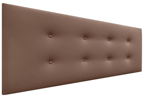 DHOME Kopfteil aus Kunstleder oder Acualinstoff mit 2 Knopfreihen Range Kopfteil für gepolstertes Luxusbett (Kunstleder Lehm, 145x50cm (Betten 120/135/140))
