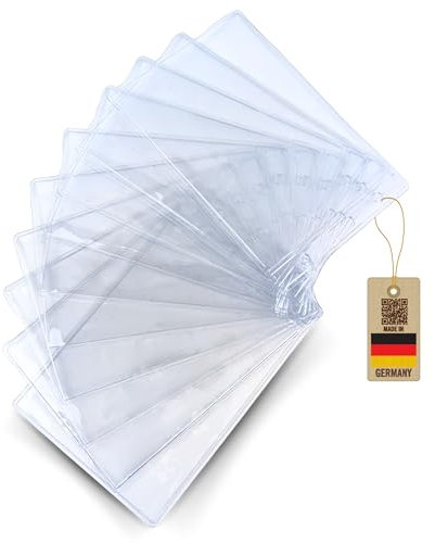 Schutz und Ausweishülle DIN A6 (105 x 148 mm Dokumente), vertikal tragbar, transparent - twist4® - Schnell & in TOP Qualität (50 Stück, Hochformat)