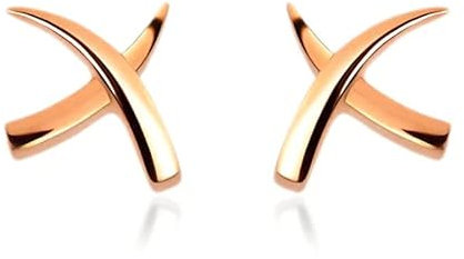 SHOP LC Rachel Galley Ohrstecker Silber 925 für Damen | Molto Kiss X-förmiges Design | Roségold Vermeil | Eleganter Schmuck | Geschenkbox inklusive | Kleine Ohrstecker