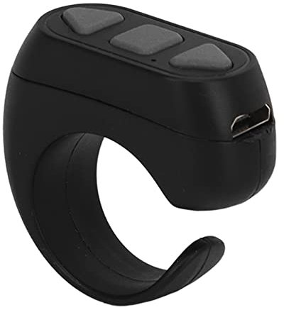 Fingertip Page Turner für, Bluetooth Control Page Turner mit Multisystem-Unterstützung, Wireless Ring Camera Shutter Control für Smartphones Tablets (Schwarz)