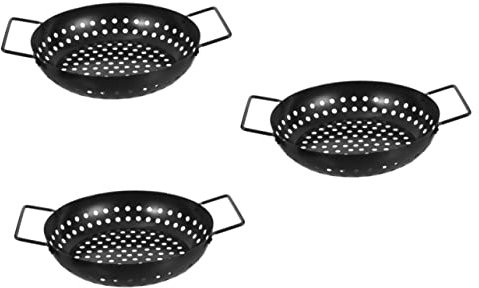 CLISPEED 3st BBQ-auffangwanne Fischkorb Antihaftbeschichteter Grillkorb BBQ-grillkorb Grillkorb Zum Grillen Grillkäfig Grillpfanne Antihaft-Spray Aus Kohlenstoffstahl Backform Mit Löchern