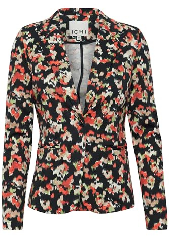 ICHI IHKATE Print BL18 Damen Blazer Jackenblazer 74% Polyester, 22% Viskose, 4% Elasthan Regular fit, Größe:L, Farbe:Total Eclipse Multi AOP (202709)