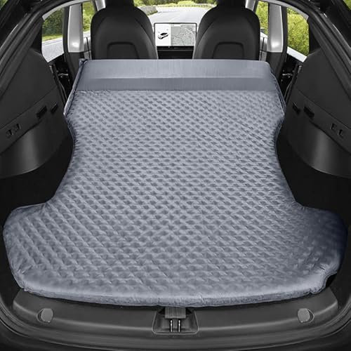 GRONGU Auto-Reisebett, Für Tesla Model Y 3, Tragbar Faltbar Mit Luftpumpe, Reiseschlafbett, Camping-Matratzen-Zubehör,Grey-A