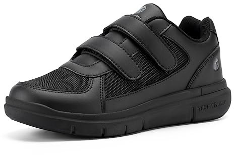 FitVille Extra Breite Schuhe Herren Senioren Hausschuhe mit verstellbaren Klettverschlußen Schwarz 45 EU X-Weit