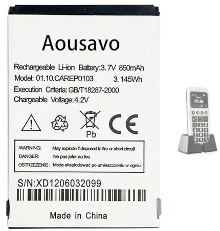 Aousavo Doro 01.10. CAREP0103 Batterie de Rechange Compatible avec Doro 334,Doro 338,Doro 341,Doro 342,Doro 345,Doro 505,Doro 341 GSM