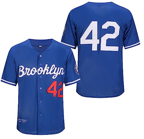 Herren Black Legend Baseball Jersey Nummer 42 Vintage bestickt Retro Lightsout Trikots Shirts, Blau, XX-Large