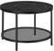 VASAGLE Coffee Table, Living Room Table, Sofa Cocktail Table Faux Marble Round, Tempered Glass Storage Shelf, Easy to Assemble, Modern Style, for Living Room, Marble Black and Ink Black LCT072B58