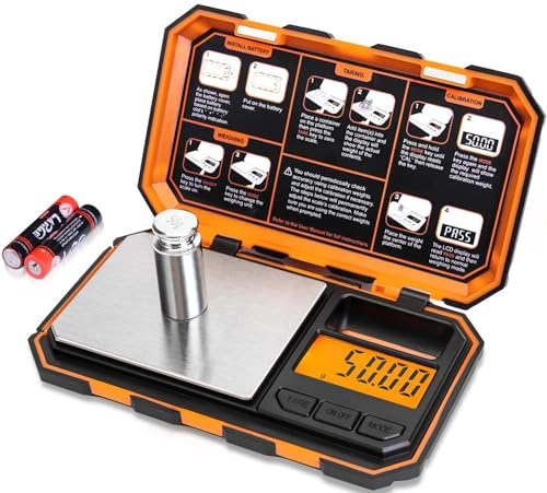 Fuzion Digital Pocket Scale, 500g x 0.01g Gram Scale, Mini Scale 6 Units Jewelry Scale with LCD Display, Tare Function for Food, Jewelry, Coin, Coffee