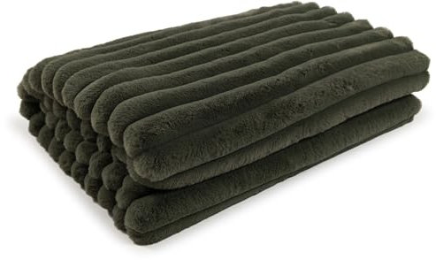 MAGMA Raya Tagesdecke, Kuscheldecke aus Fellimitat - 200x140cm, bis 30 Grad waschbar, Salbei