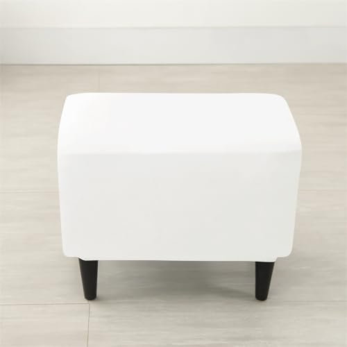 Highdi 2 Teilig Samt Ohrensessel Überzug mit Ottomane Schonbezug, Sessel-Überwürfe Ohrensessel Schonbezüge Bezug Sesselhusse Stretch Tiger Stuhlbezug (55–65 cm (Osmanenbezug),Weiß)