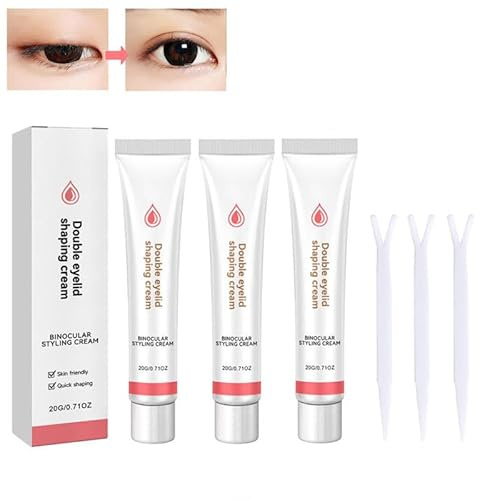 Double Eyelid Styling Cream, Doppelte Augenlid-Styling-Creme mit Y-Stick, Wasserfeste Doppel-Augenlid-Formungscreme, Unsichtbare und Lang anhaltende Double Eyelid Shaping Cream (3 Sätze)