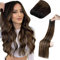 LaaVoo 60cm Extensions Echthaar Tressen Braun Balayage Haartressen Echthaar Zum Einnähen Extensions Dunkelbraun Ombre Hellbraun Sew in Weft Extensions Ecthhaar Tressen Lang 120g #2/8/2
